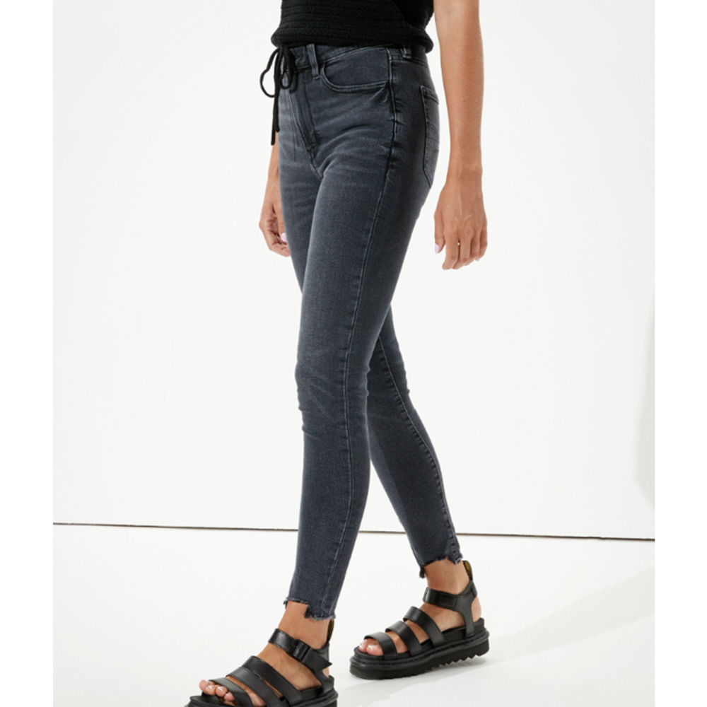 American Eagle Super High Waisted Jegging Super Stretch in Blue Black